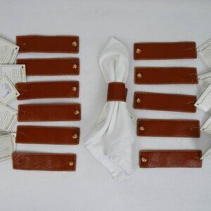 Brown Napkin Rings Faux Leather Vegan Farmhouse Set Of 12 Holiday